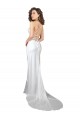 Fournisseurs de Blanc Fourreau Balayage train Satiné Soyeux Simple Plage Robes de mariée