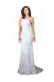 Fournisseurs de Blanc Fourreau Col Haut Balayage train Dentelle Robes de mariée