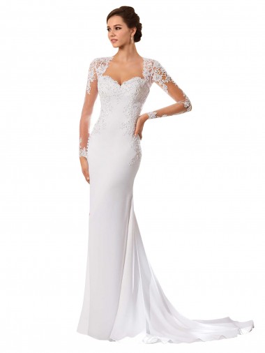 Fournisseurs de Blanc Fourreau Mousseline Dentelle Robes de mariée