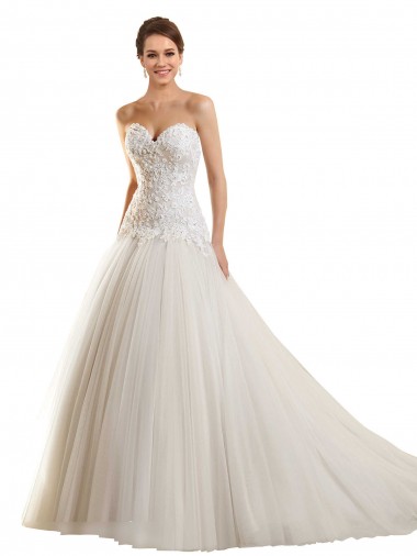Fournisseurs de Blanc Princesse Tulle Dentelle Robes de mariée