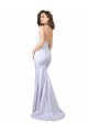 Fournisseurs de Blanc Sirène Bretelles spaghetti Col Haut Crêpe Stretch Simple Plage Robes de mariée