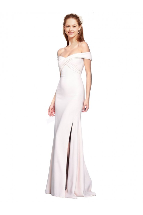 Fournisseurs de Blanc Sirène Épaule Dénudée Crêpe Stretch Longue Formelles Robes demoiselle d'honneur / Robes de soirée / Robes de bal