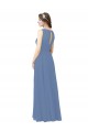 Fournisseurs de Bleu Windsor Fourreau Illusion Mousseline Longue Robes demoiselle d'honneur