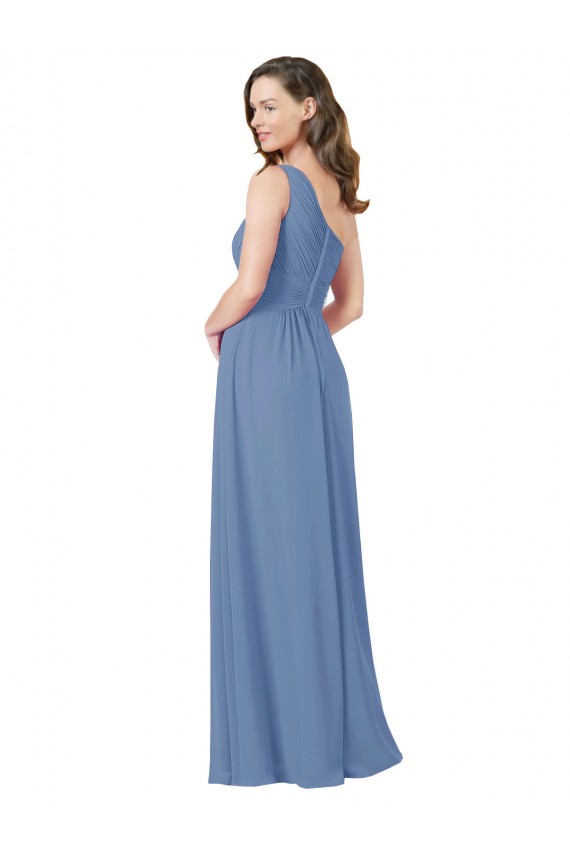 Fournisseurs de Bleu Windsor Fourreau Mousseline Longue Robes demoiselle d'honneur