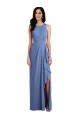 Fournisseurs de Bleu Windsor Trapèze Col bijou Mousseline Longue Robes demoiselle d'honneur