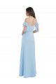 Fournisseurs de Bleu ciel clair Trapèze Bretelles spaghetti Mousseline Longue Robes demoiselle d'honneur