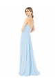 Fournisseurs de Bleu ciel clair Trapèze Licou Col Haut Mousseline Longue Robes demoiselle d'honneur