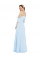 Fournisseurs de Bleu ciel clair Trapèze Licou Mousseline Longue Robes demoiselle d'honneur
