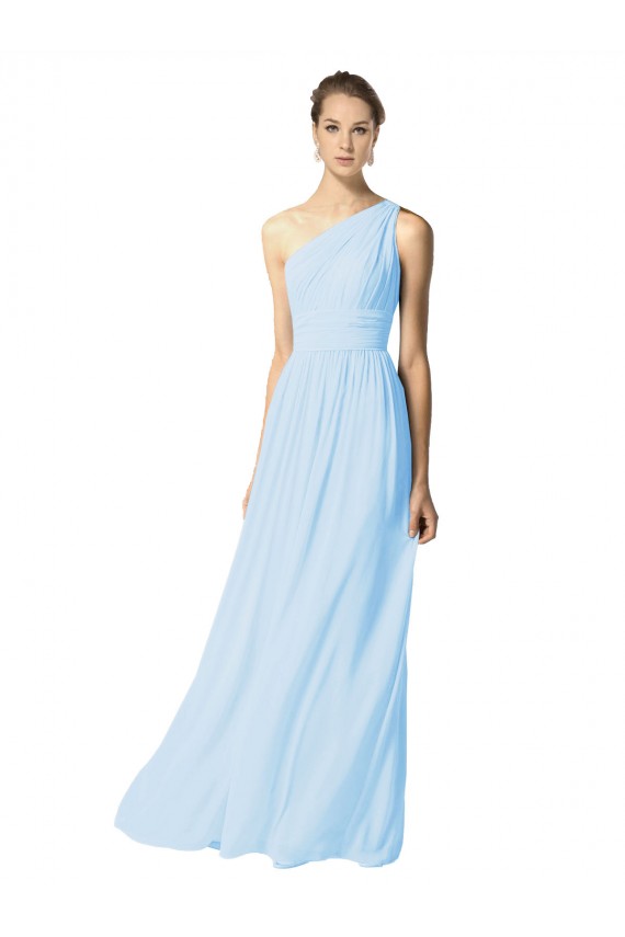 Fournisseurs de Bleu ciel clair Trapèze Mousseline Longue Robes demoiselle d'honneur