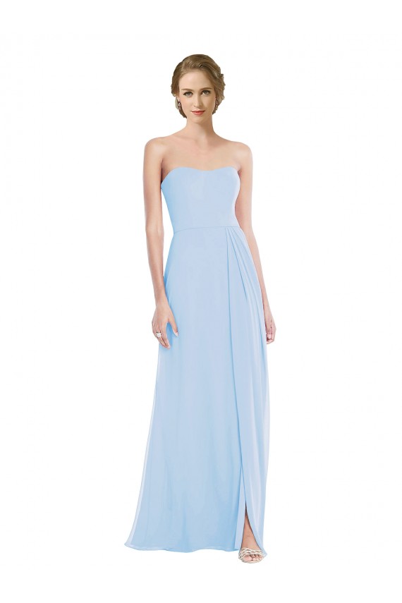 Fournisseurs de Bleu ciel clair Trapèze Mousseline Longue Robes demoiselle d'honneur
