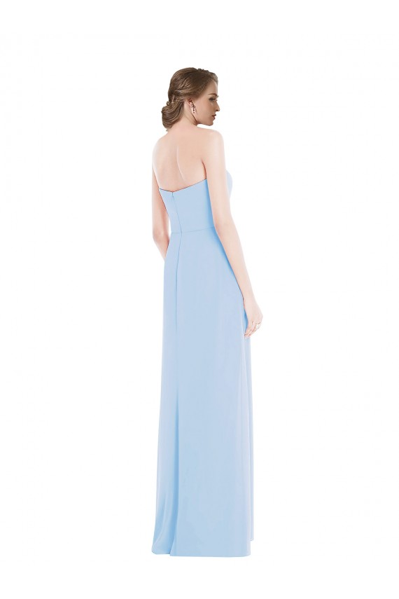 Fournisseurs de Bleu ciel clair Trapèze Mousseline Longue Robes demoiselle d'honneur