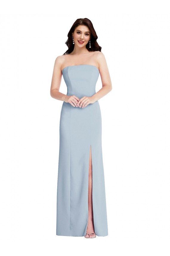 Fournisseurs de Bleu ciel clair Trapèze Sans bretelle Crêpe Stretch Longue Formelles Robes demoiselle d'honneur / Robes de soirée / Robes de bal