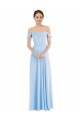 Fournisseurs de Bleu ciel clair Trapèze Épaule Dénudée Mousseline Longue Formelles Robes demoiselle d'honneur / Robes de soirée
