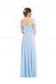 Fournisseurs de Bleu ciel clair Trapèze Épaule Dénudée Mousseline Longue Formelles Robes demoiselle d'honneur / Robes de soirée