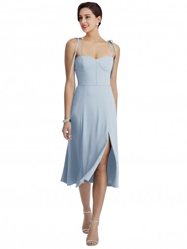 Fournisseurs de Bleu ciel clair Trapèze midi Crêpe Stretch Courte Robes demoiselle d'honneur / Robes de bal / Robes de cocktail