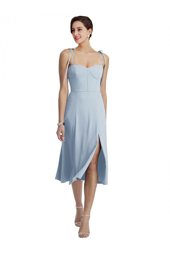 Fournisseurs de Bleu ciel clair Trapèze midi Crêpe Stretch Courte Robes demoiselle d'honneur / Robes de bal / Robes de cocktail