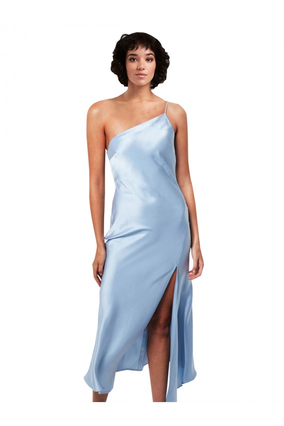 Fournisseurs de Bleu ciel clair Trapèze midi Satiné Soyeux Courte Robes demoiselle d'honneur / Robes de soirée / Robes de cocktail