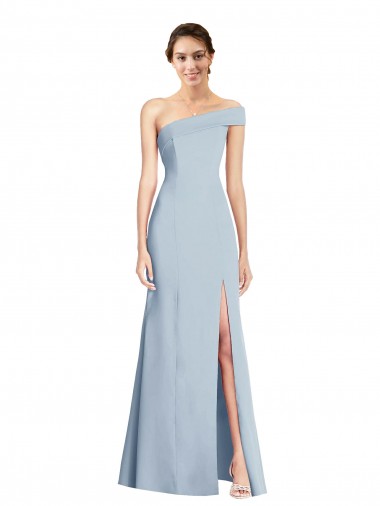 Fournisseurs de Bleu ciel clair Trompette Épaule Dénudée Crêpe Stretch Longue Formelles Robes demoiselle d'honneur / Robes de soirée / Robes de bal