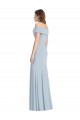 Fournisseurs de Bleu ciel clair Trompette Épaule Dénudée Crêpe Stretch Longue Robes demoiselle d'honneur / Robes de bal