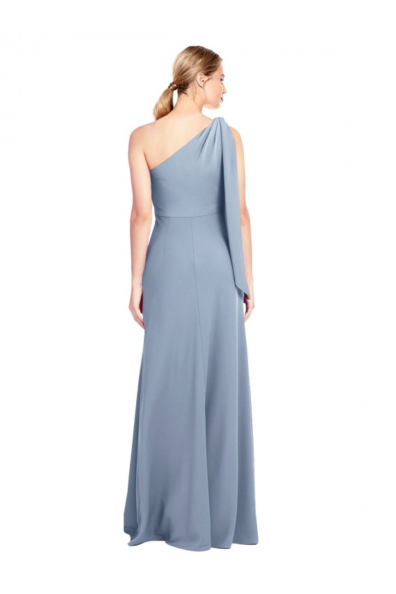 Fournisseurs de Bleu fumée Fourreau Crêpe Stretch Longue Formelles Robes demoiselle d'honneur / Robes de soirée / Robes de bal