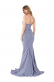 Fournisseurs de Bleu fumée Sirène Sans bretelle Crêpe Stretch Longue Formelles Robes demoiselle d'honneur / Robes de soirée / Robes de bal