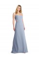 Fournisseurs de Bleu fumée Trapèze Bretelles spaghetti Scoop Crêpe Stretch Longue Robes demoiselle d'honneur / Robes de bal