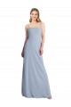 Fournisseurs de Bleu fumée Trapèze Col Carré Crêpe Stretch Longue Robes demoiselle d'honneur / Robes de bal
