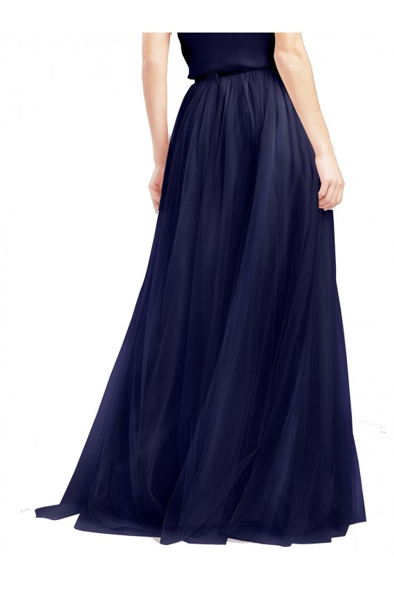 Fournisseurs de Bleu marine 21 Trapèze Licou Col Haut Tulle Longue Robes demoiselle d'honneur