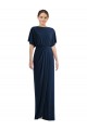 Fournisseurs de Bleu marine foncé Fourreau Bateau Spandex Longue Robes demoiselle d'honneur / Robes de bal