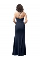 Fournisseurs de Bleu marine foncé Fourreau Bretelles spaghetti Crêpe Stretch Longue Formelles Robes demoiselle d'honneur / Robes de soirée / Robes de bal