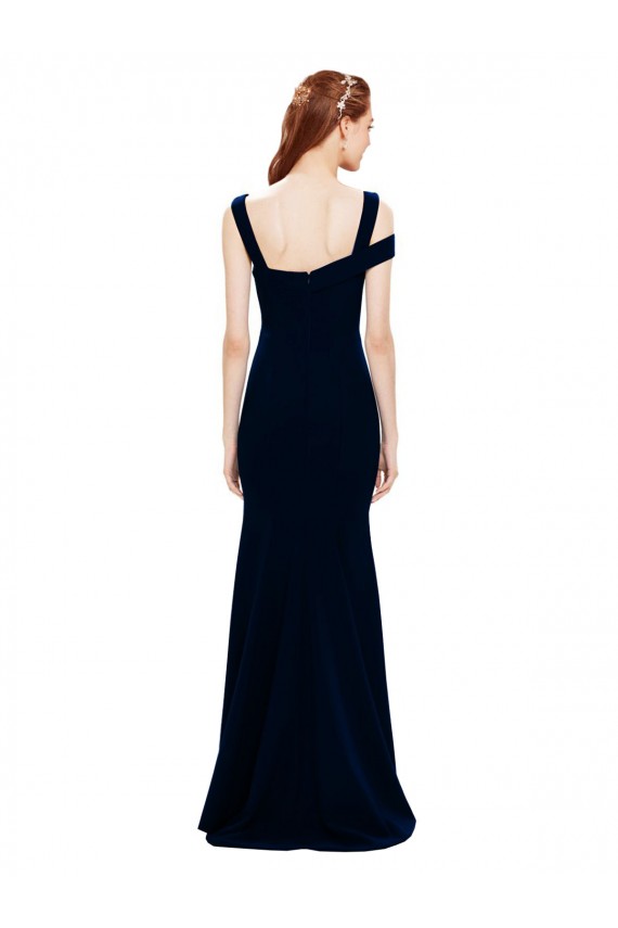 Fournisseurs de Bleu marine foncé Sirène Épaule Dénudée Crêpe Stretch Longue Formelles Robes demoiselle d'honneur / Robes de soirée / Robes de bal