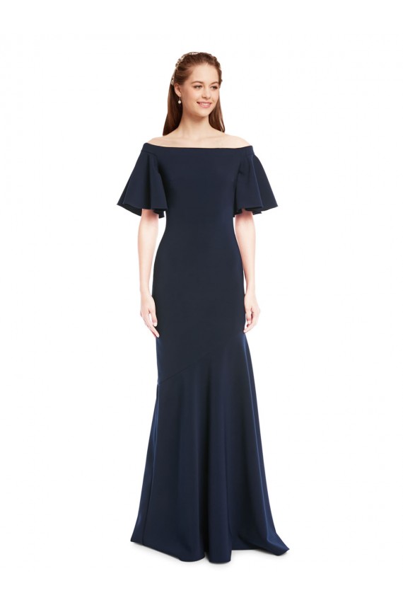 Fournisseurs de Bleu marine foncé Sirène Épaule Dénudée Crêpe Stretch Longue Formelles Robes demoiselle d'honneur / Robes de soirée / Robes de bal