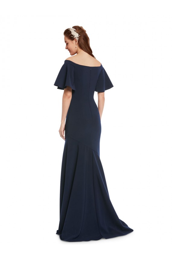 Fournisseurs de Bleu marine foncé Sirène Épaule Dénudée Crêpe Stretch Longue Formelles Robes demoiselle d'honneur / Robes de soirée / Robes de bal