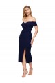 Fournisseurs de Bleu marine foncé Sirène Épaule Dénudée midi Crêpe Stretch Courte Robes demoiselle d'honneur / Robes de soirée / Robes de cocktail