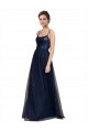 Fournisseurs de Bleu marine foncé Trapèze Bretelles spaghetti Tulle Dentelle Longue Robes demoiselle d'honneur