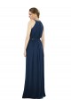 Fournisseurs de Bleu marine foncé Trapèze Col Haut Mousseline Longue Robes demoiselle d'honneur