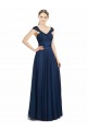 Fournisseurs de Bleu marine foncé Trapèze Col V Tulle Longue Robes demoiselle d'honneur
