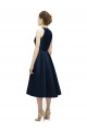 Fournisseurs de Bleu marine foncé Trapèze Licou Col bijou Satiné Courte Asymétrique Robes demoiselle d'honneur