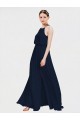 Fournisseurs de Bleu marine foncé Trapèze Licou Mousseline Longue Robes demoiselle d'honneur