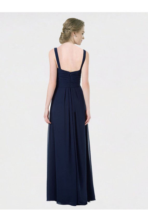 Fournisseurs de Bleu marine foncé Trapèze Mousseline Longue Robes demoiselle d'honneur