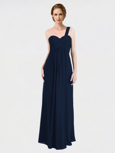 Fournisseurs de Bleu marine foncé Trapèze Mousseline Longue Robes demoiselle d'honneur