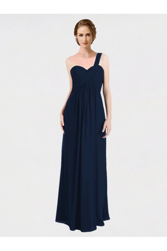 Fournisseurs de Bleu marine foncé Trapèze Mousseline Longue Robes demoiselle d'honneur