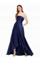 Fournisseurs de Bleu marine foncé Trapèze Sans bretelle Satiné Longue Asymétrique Formelles Robes demoiselle d'honneur / Robes de soirée / Robes de bal