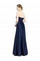 Fournisseurs de Bleu marine foncé Trapèze Satiné Stretch Longue Formelles Robes demoiselle d'honneur / Robes de soirée