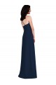 Fournisseurs de Bleu marine foncé Trompette Licou Crêpe Stretch Longue Robes demoiselle d'honneur