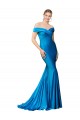 Fournisseurs de Bleu paon Sirène Épaule Dénudée Satiné Longue Formelles Robes demoiselle d'honneur / Robes de soirée / Robes de bal