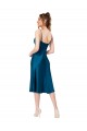 Fournisseurs de Bleu paon Trapèze Col V midi Satiné Soyeux Courte Robes demoiselle d'honneur / Robes de bal / Robes de cocktail