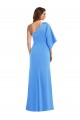 Fournisseurs de Bleu paon Trompette Crêpe Stretch Longue Robes demoiselle d'honneur / Robes de bal