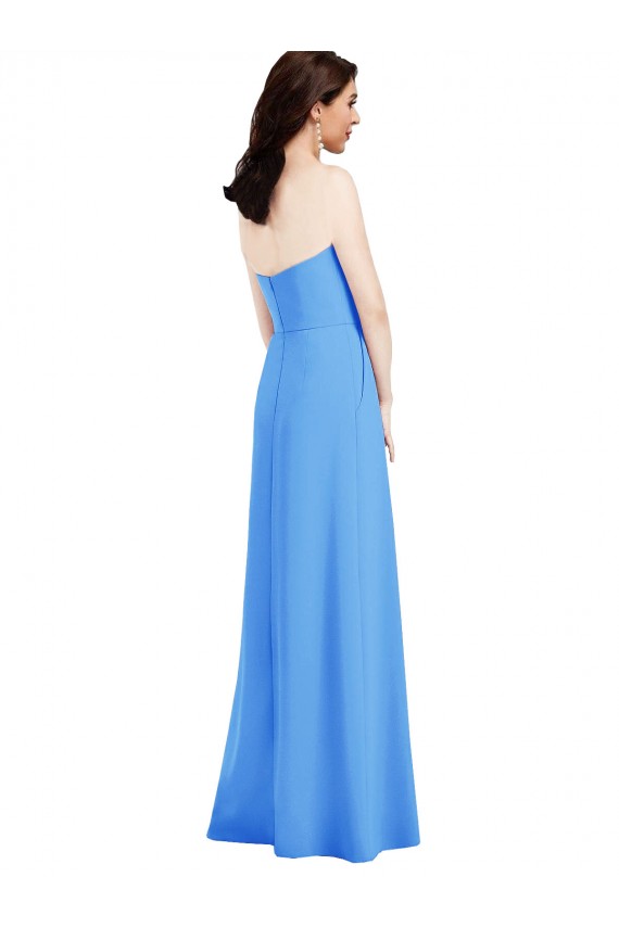 Fournisseurs de Bleu paon Trompette Sans bretelle Crêpe Stretch Longue Robes demoiselle d'honneur / Robes de bal