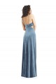 Fournisseurs de Bleu poussiéreux Fourreau Col Carré Velours Stretch Longue Formelles Robes demoiselle d'honneur / Robes de soirée / Robes de bal